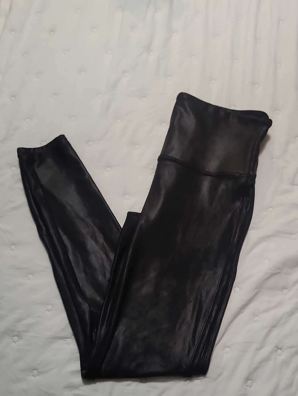 SPANX Black Faux Leather High-Waist Leggings